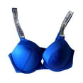 thumbnail image 1 of Victoria's Secret Rhinestone Shine Logo Strap Push-up Bikini Swim Top Blue Cup Size 32D NWT, 1 of 2