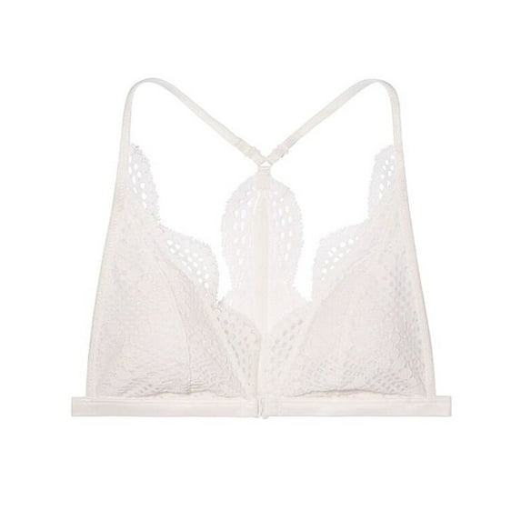Victoria's Secret Scallop Lace Front-close Bralettes Color Coconut White Size Medium NWT