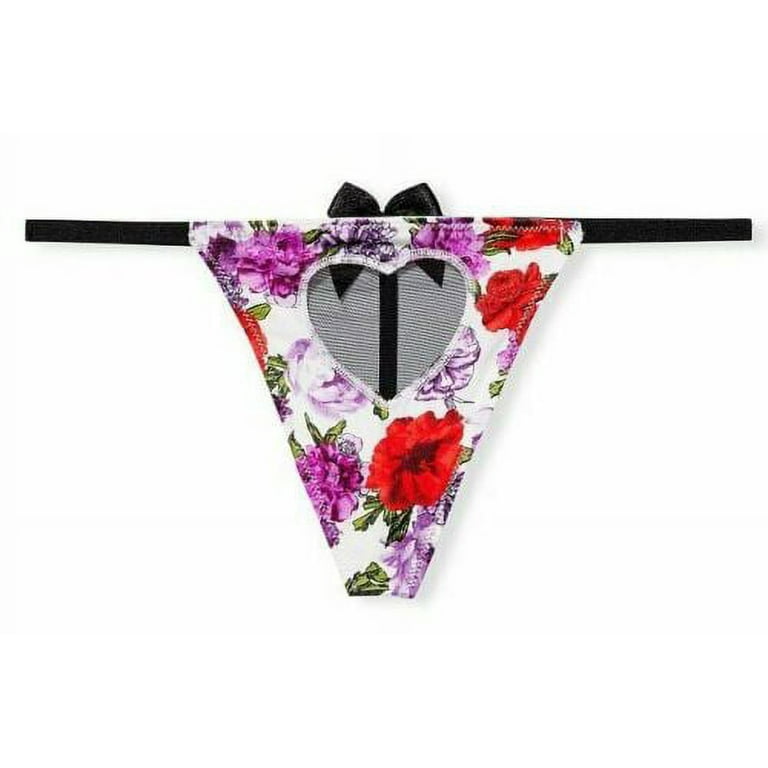 Victoria' s Secret Sexy Floral Mesh Heart Cut-Out V-String Thong