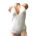 thumbnail image 1 of Victoria's Secret Sexy One Piece Swimsuit Smocked Lace Up Coconut White Size Large NWT, 1 of 3