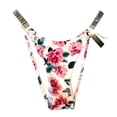 thumbnail image 1 of Victoria's Secret Shine Logo Strap Brazilian Swim Bottom Pink Roses Floral Size Medium NWT, 1 of 2