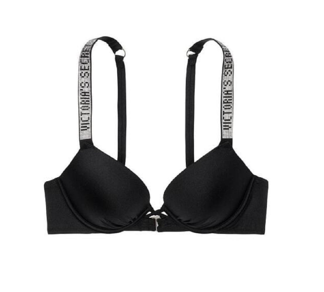 Victoria's Secret Shine Strap Bali Bombshell Add 2 Cups Push Up Swim Top  Black Size 32B NWT 