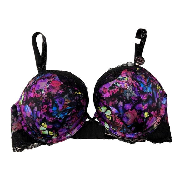 Victoria's Secret Shine Strap Bombshell Push-up Add 2 Cup Sizes Bra Moody Floral Size 34B NWT