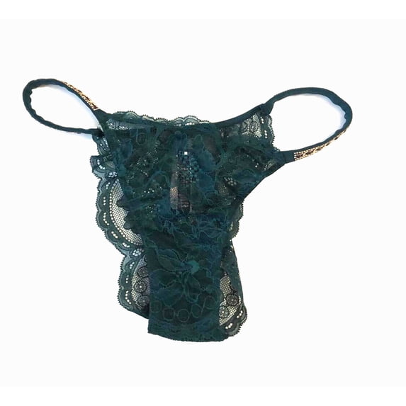 Victoria's Secret Shine Strap Chain Brazilian Green Lace Panty Size Medium NWT