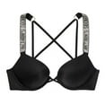 thumbnail image 1 of Victoria's Secret Shine Strap Logo Bombshell Add 2 cups Bikini Swim Top Black Size 38C NWT, 1 of 2