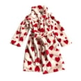 thumbnail image 1 of Victoria's Secret Short Cozy Plush Robe Light Pink with Red Painted Hearts Size XS/S NWT, 1 of 2