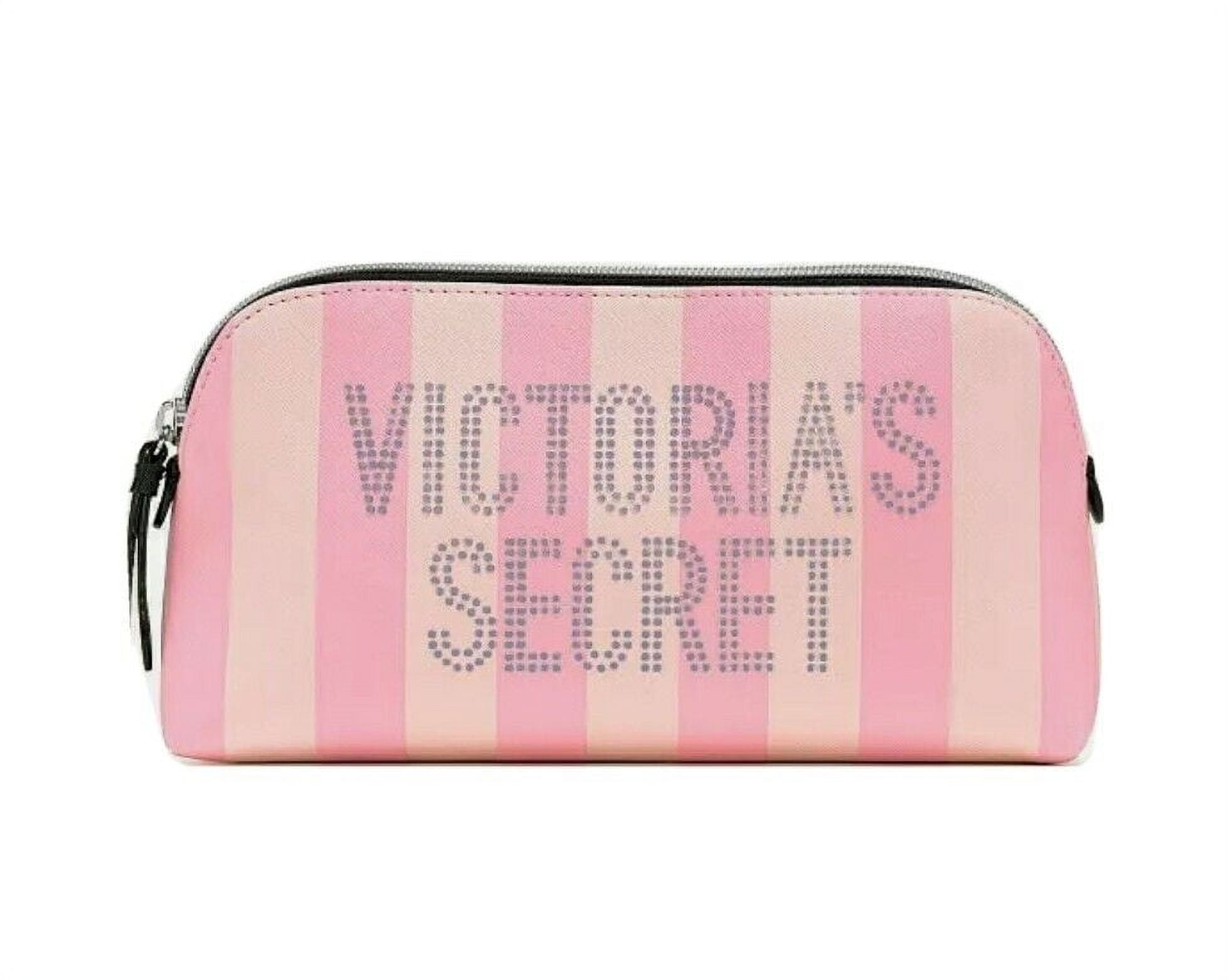 Victoria's Secret Pink Striped Floral Cosmetic Makeup Bag Trio 3 Piece Set  NWT