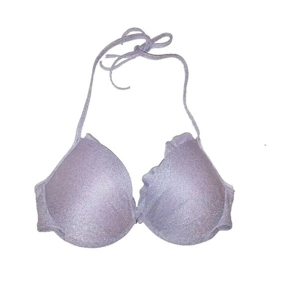Victoria's Secret Swim Bikini Push-up Top Shimmer Ruffle Trim Lilac Cup Size 36C NWT