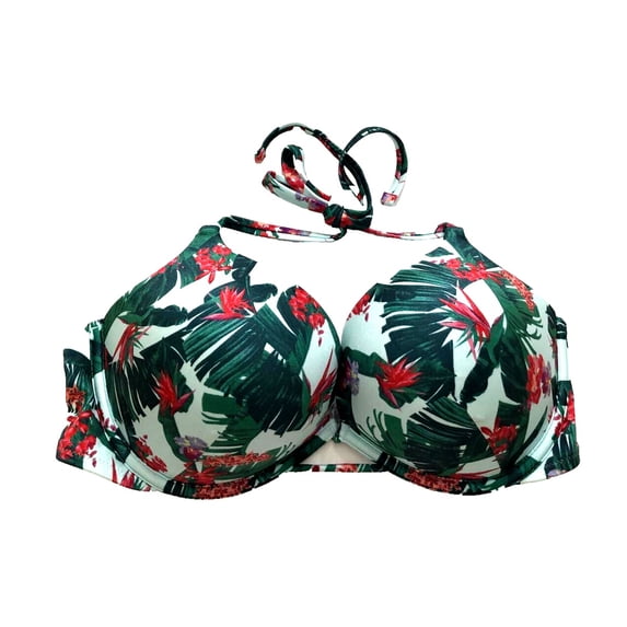 Victoria's Secret Swim Bombshell Add-2-Cups Push Up Bikini Top Blue Palm Floral Size 32B NWT