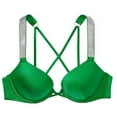 thumbnail image 1 of Victoria's Secret Swim Bombshell Push Up Bikini Top Shine Strappy Strap Green Cup Size 32C NWT, 1 of 4