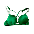 thumbnail image 1 of Victoria's Secret Swim Bombshell Push Up Bikini Top Shine Strappy Strap Green Cup Size 36B NWT, 1 of 3