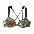 thumbnail image 1 of Victoria's Secret Swim Bombshell Push Up Bikini Top Shine Strappy Strap Tropical Floral Cup Size 32D NWT, 1 of 3
