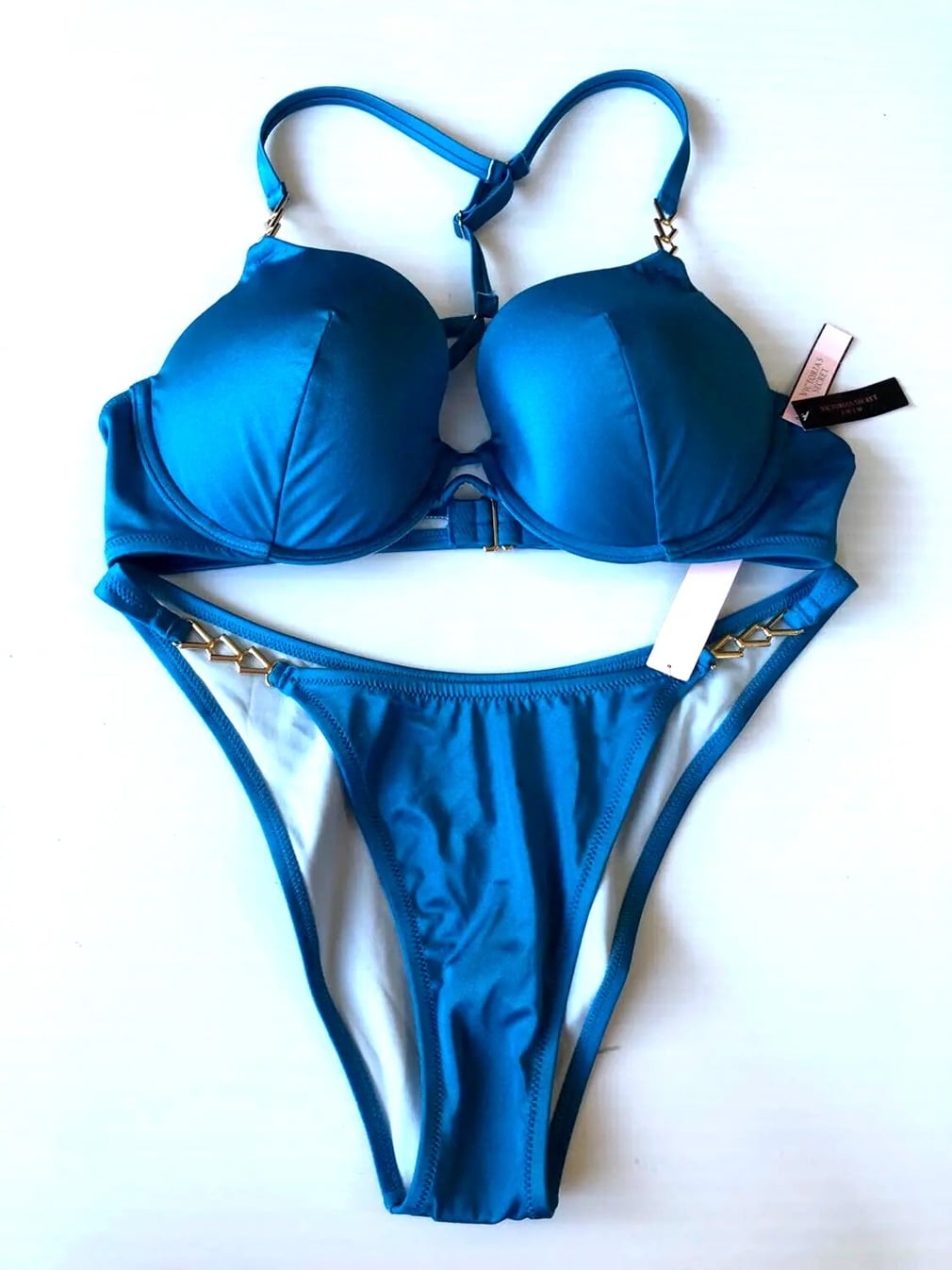 Victoria's Secret Swim Chain Trap Push Up Top Bikini 2 Piece Set