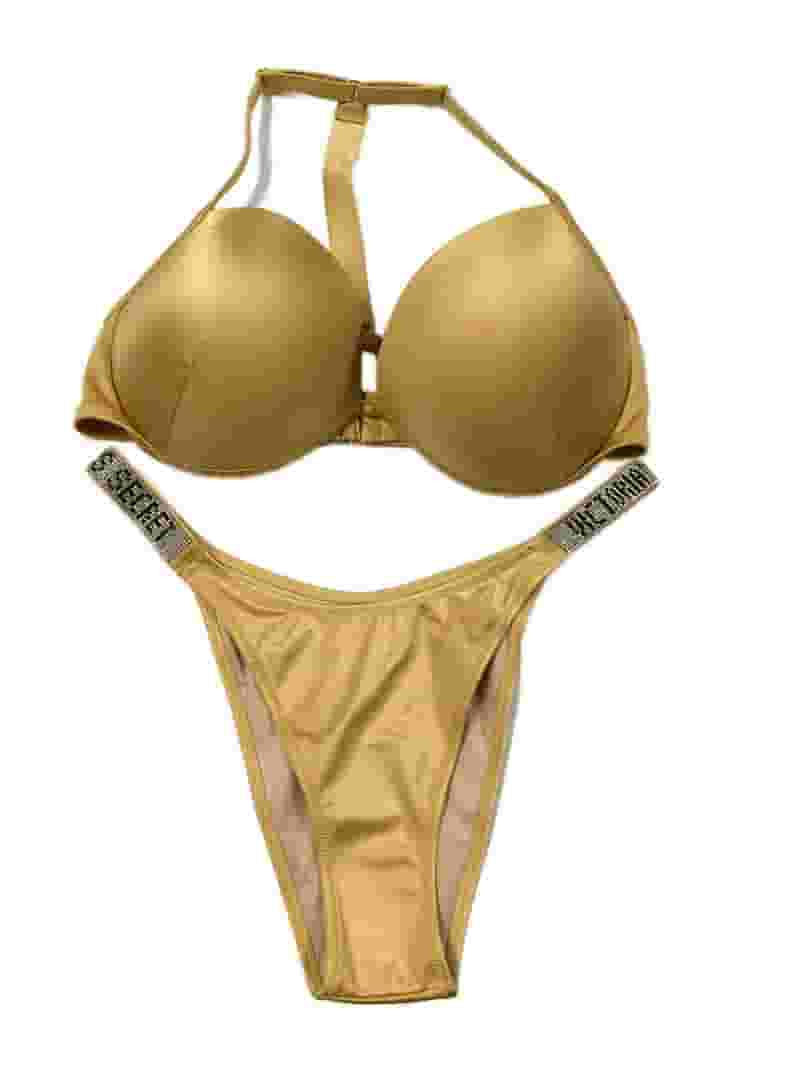 Pad 入り Victoria's secret push up bikini set Victoria's Secret Swim Shine T-back Strap Push-Up Brazilian