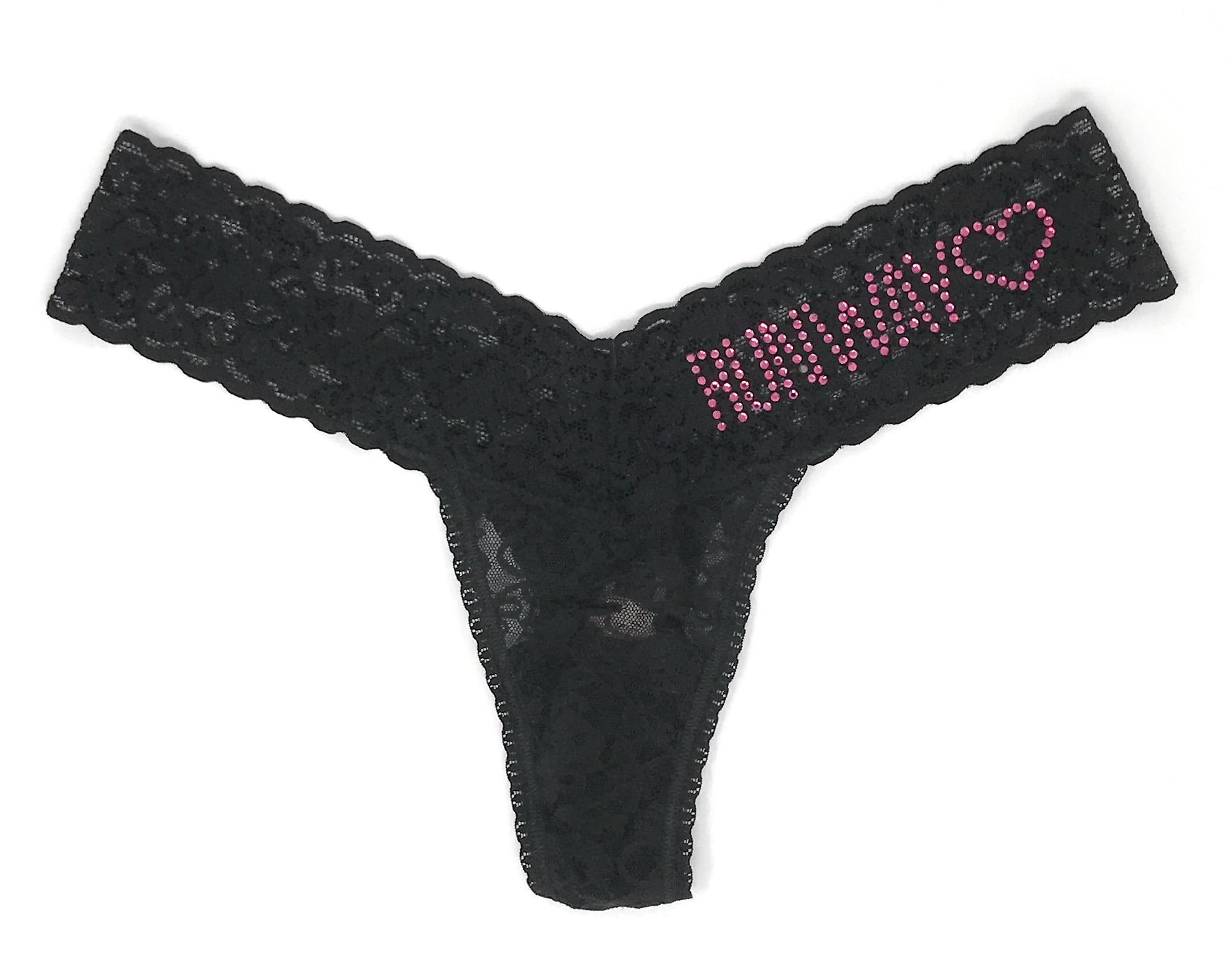 Victoria's Secret The Lacie Thong Panty Set Of 3 - Black Cross, Dark Plum Cross, Black Hearts