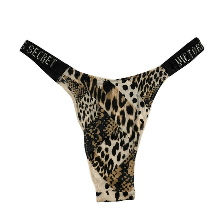 Victoria's Secret Very Sexy Bombshell Shine Brazilian Panty Rhinestone  Strap Animal Print Size Small NWT