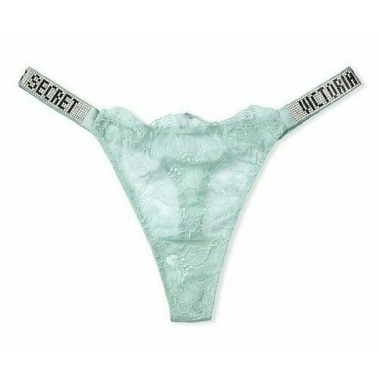 Victoria's Secret Very Sexy Bombshell Shine Thong Panty Mint Floral Lace  Size X-Large New
