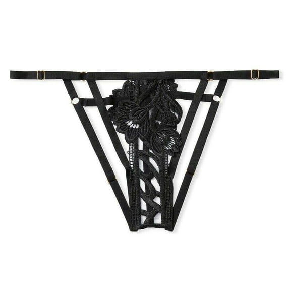 Victoria's Secret Very Sexy Embroidered Band of Lovers Bikini Panty Black Size Large NWT