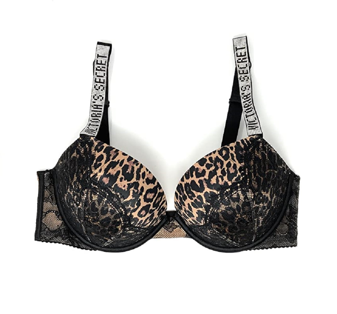 Victoria's Secret Very Sexy Push Up Bra Leopard & Lace Cup Size 36C NWT 