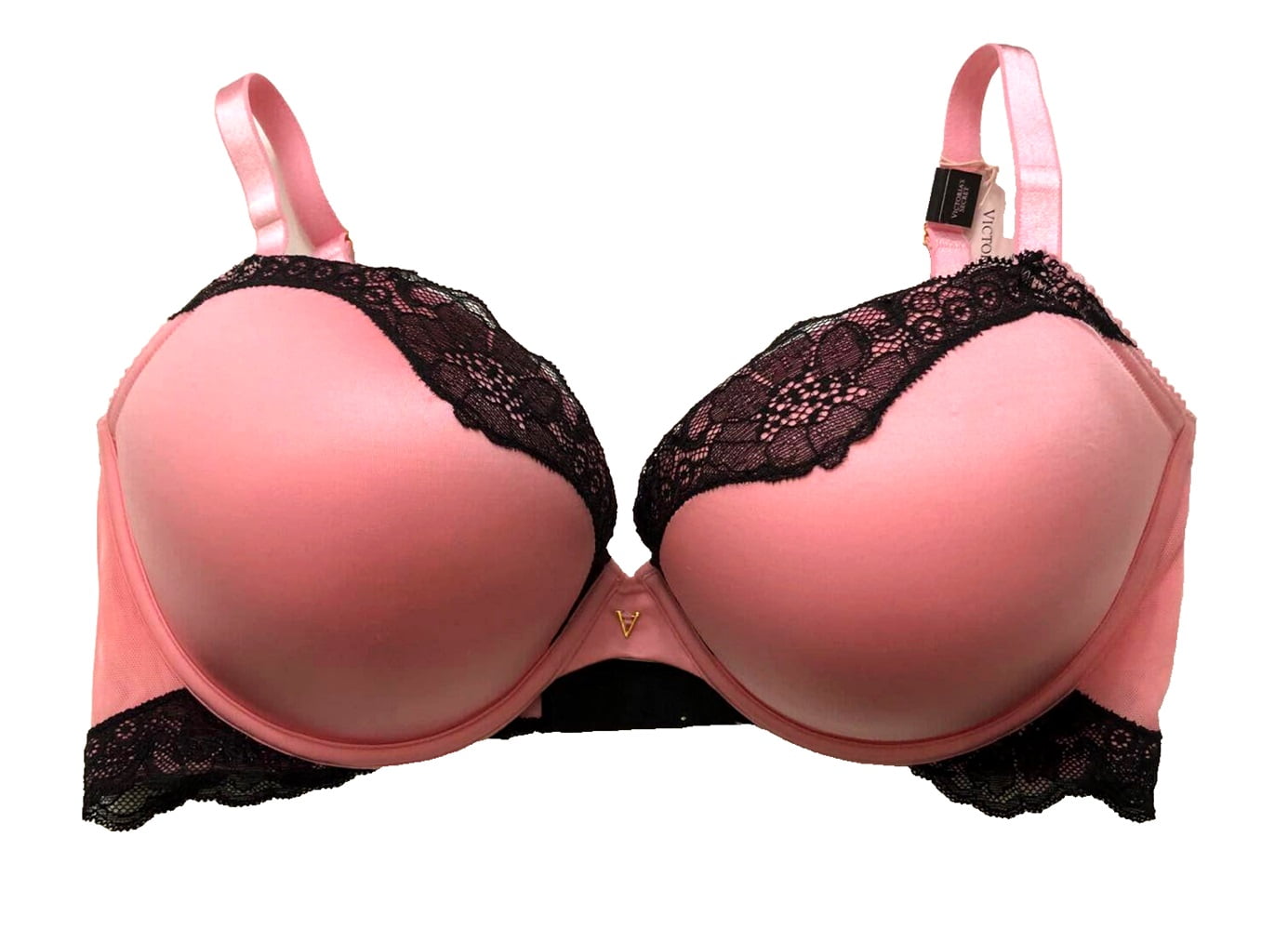 Victoria's Secret Very Sexy Push-up Bra Pink Black Lace Trim Cup Size 38DD  NWT - Walmart.com