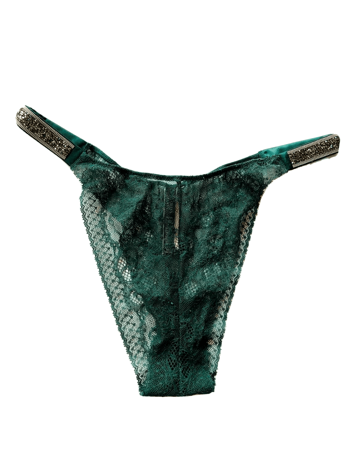 Victoria's Secret Very Sexy Rhinestone Bling Brazilian Panties Dark Green  Size X-Large New 