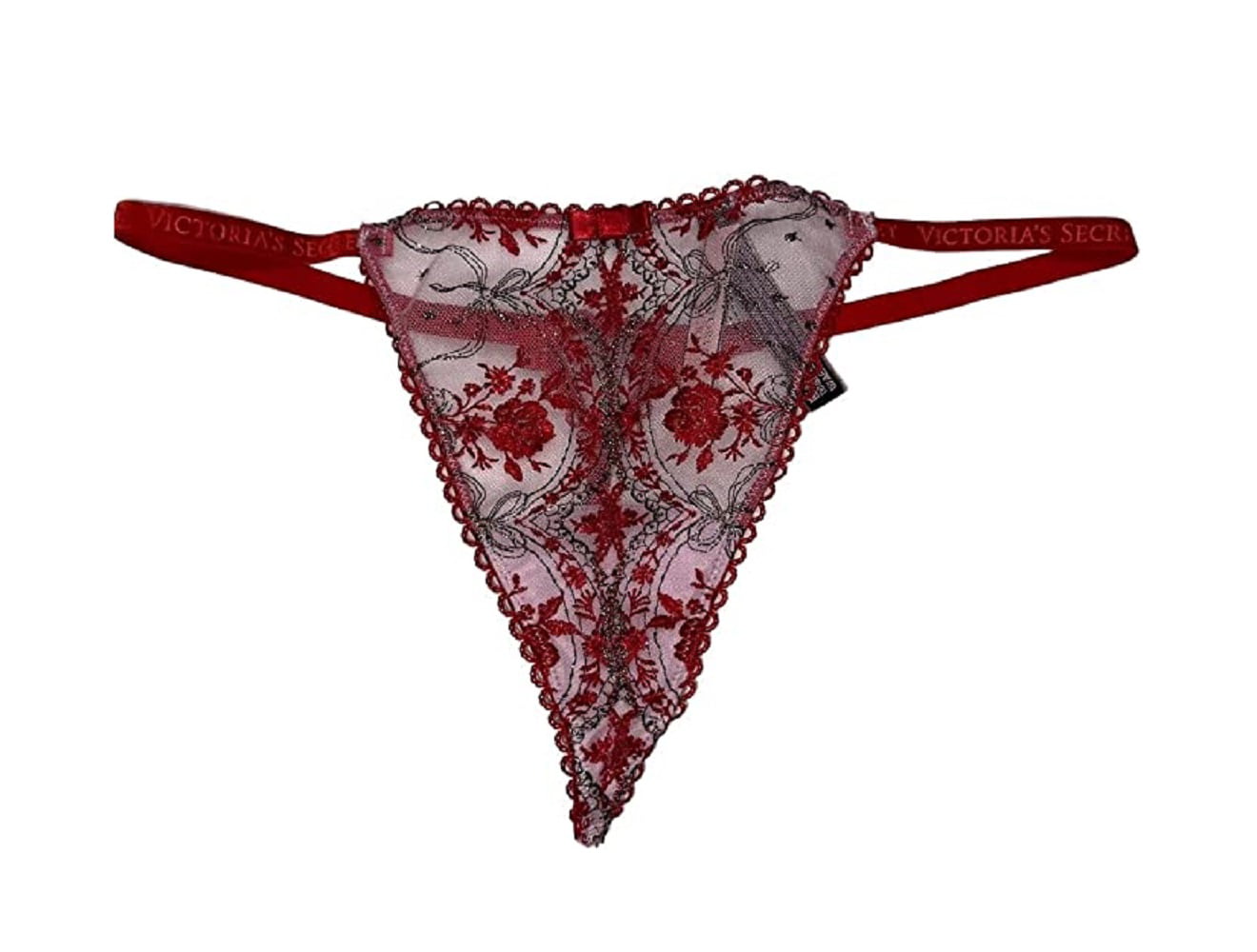 Victoria's Secret Size M 10 Red Floral G String V String Medium Panties