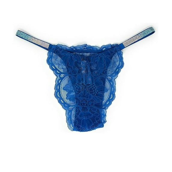 Victoria's Secret Very Sexy Shine Brazilian Shine Lace Panty Blue Size Small NWT