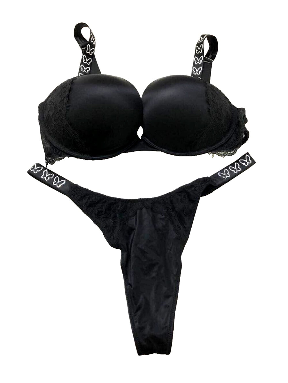 新品❤️victoria's secret bra 34B & panty S Victoria's Secret Sexy Shine Strap Push Up Bra Brazilian