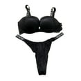 thumbnail image 1 of Victoria's Secret Very Sexy Shine Strap Butterfly Rhinestone Push-Up Bra with Shine Thong Panty Set Black 36D/Large Panty NWT, 1 of 4