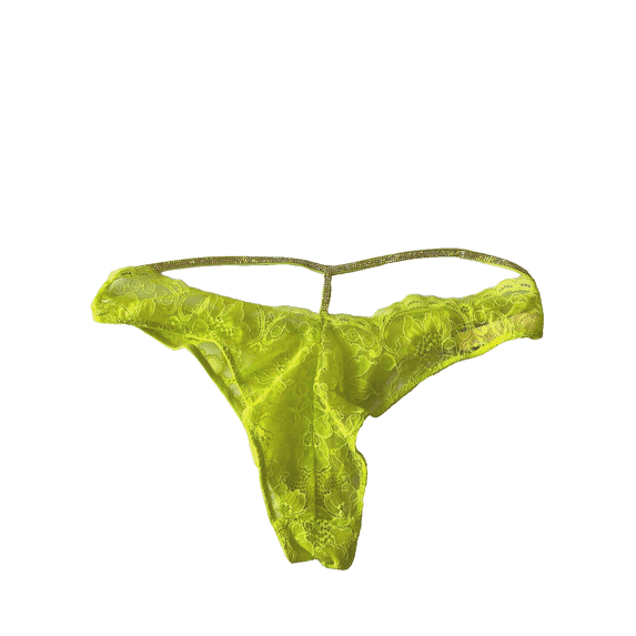 Victoria's Secret Very Sexy Shine Strap Cutout Y-Back Brazilian Lace Panty Color Limelight Size Medium NWT