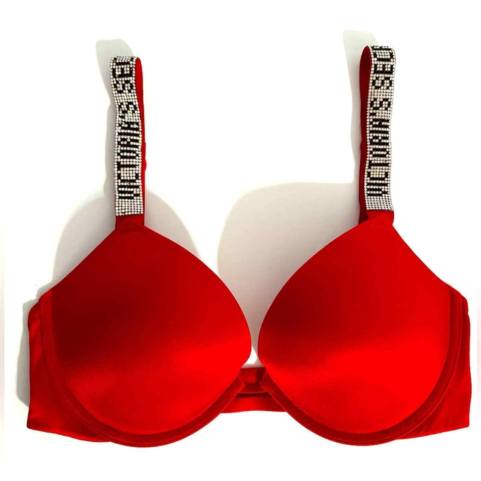 Victoria’s Secret bra 38D Victoria Secret Lined Demi Bra 38DDD Red & Gold Lace
