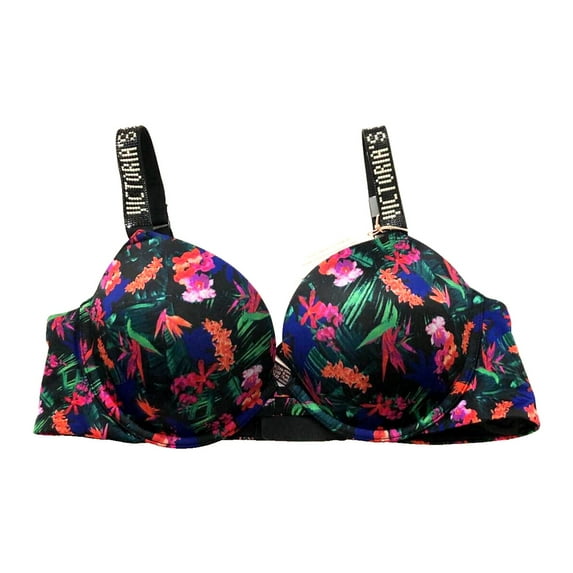 Victoria’s Secret Very Sexy Shine Strap Push-up Bra Tropical Floral Cup Size 36DD NWT