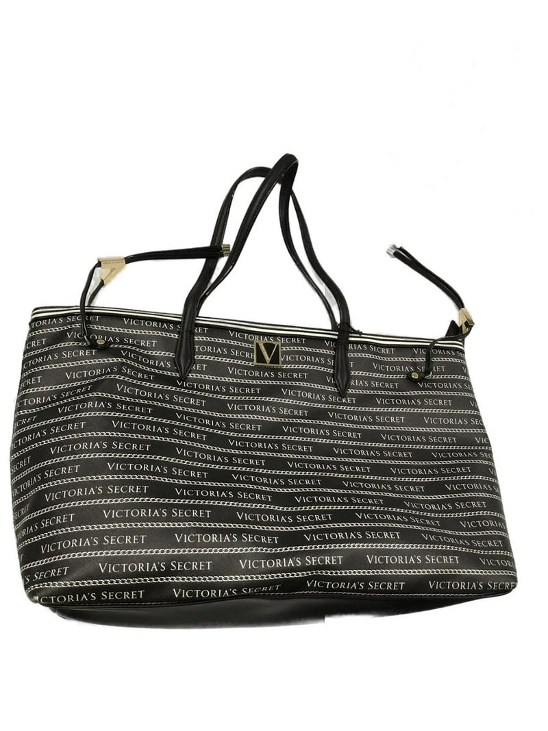Victoria's Secret Victoria Carryall Tote Hand Bag Black Logo NWT