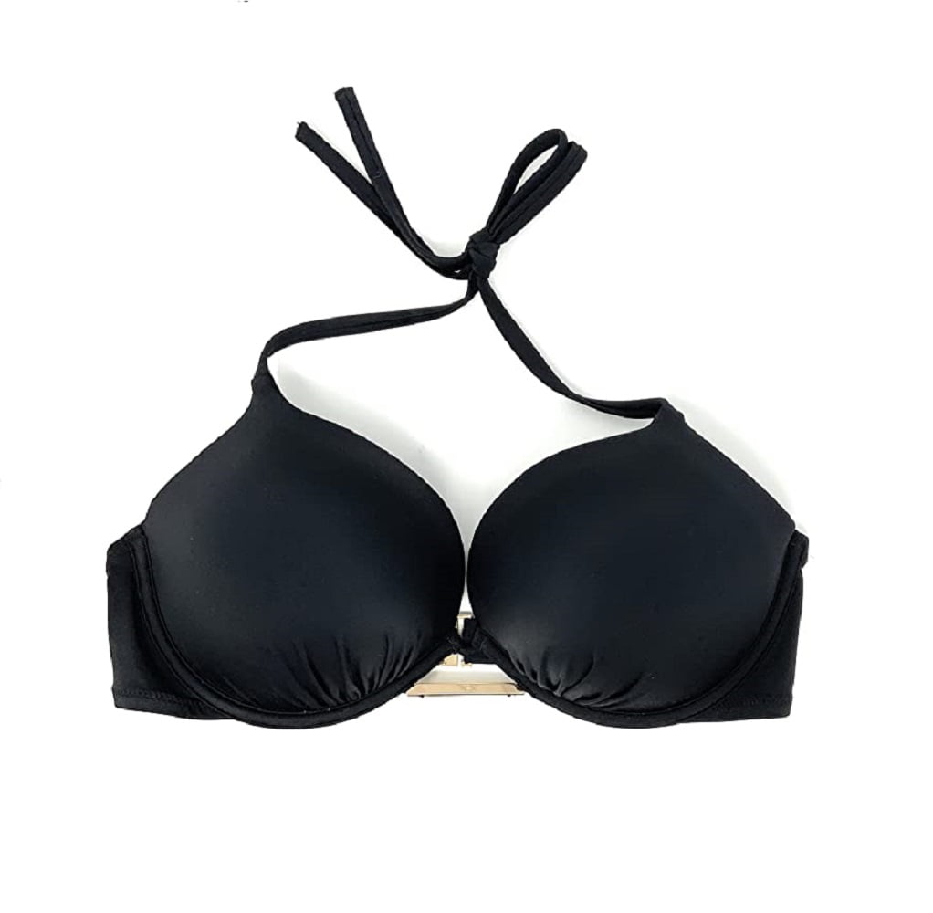 Victoria s Secret Women s Bombshell Push Up Halter Bikini Swim Top Black 32D NWT Walmart