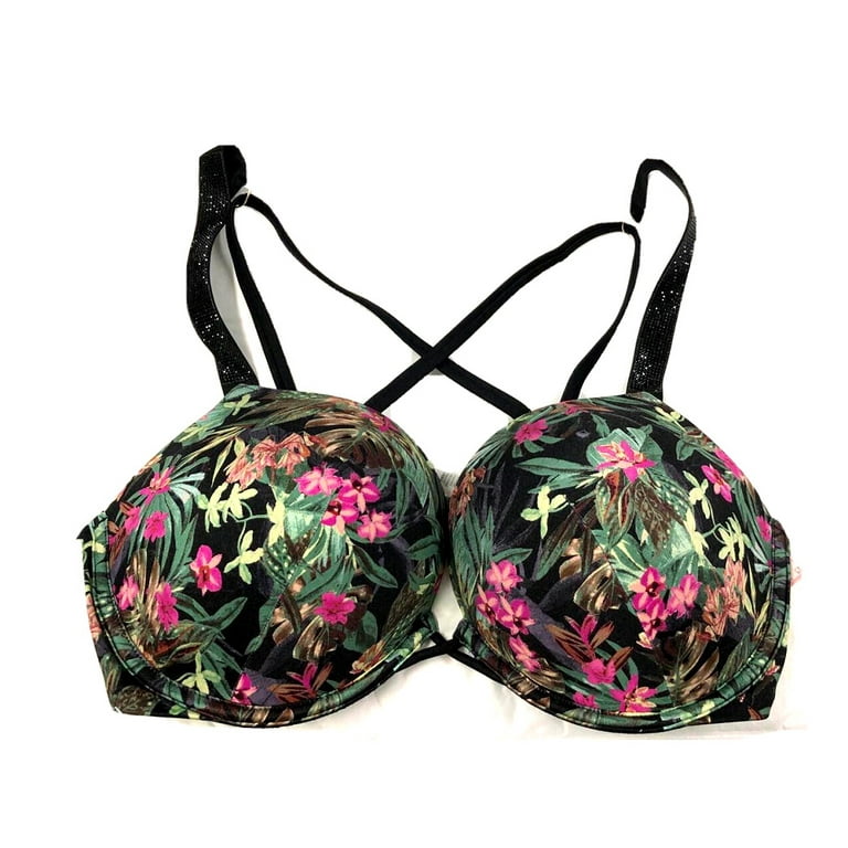 Victoria's Secret Women's Bombshell Push Up Shine Strappy Bikini Swim Top  Tropical Floral 38D NWT