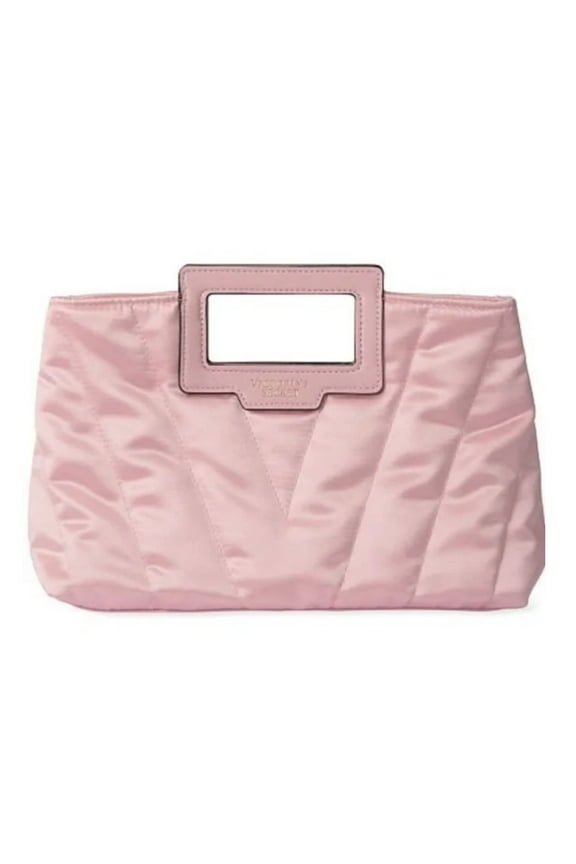Women's Satin Chevron Quilted Bag Party Clutch-Pink