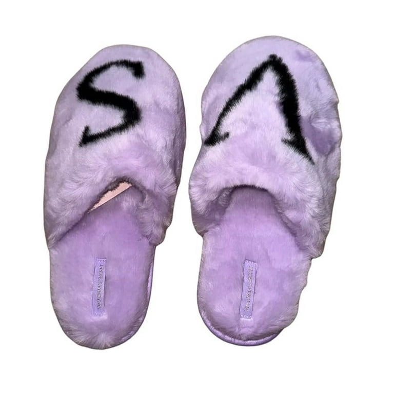 Victoria s Secret closed Toe Faux Fur slipper color Lilac Size Medium 7 8 NWT Walmart