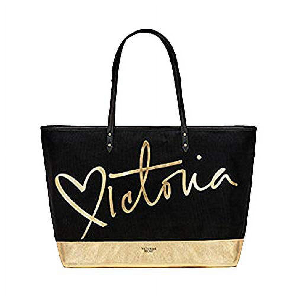 Victoria's Secret love, Victoria Black and Gold Tote with Zipper