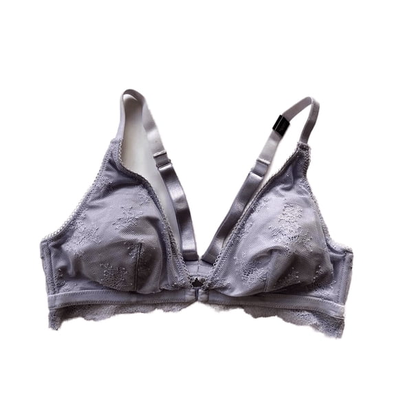 Victoria's Secrets Chantilly Lace Front Close Bralette Lilac with Velvet Trim Size Large New