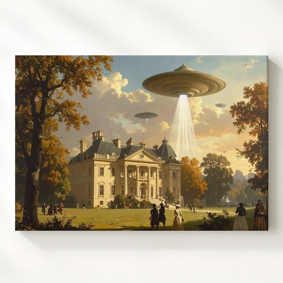 Victorian Alien Invasion Fantasy Wall Art Print, Surreal Decor
