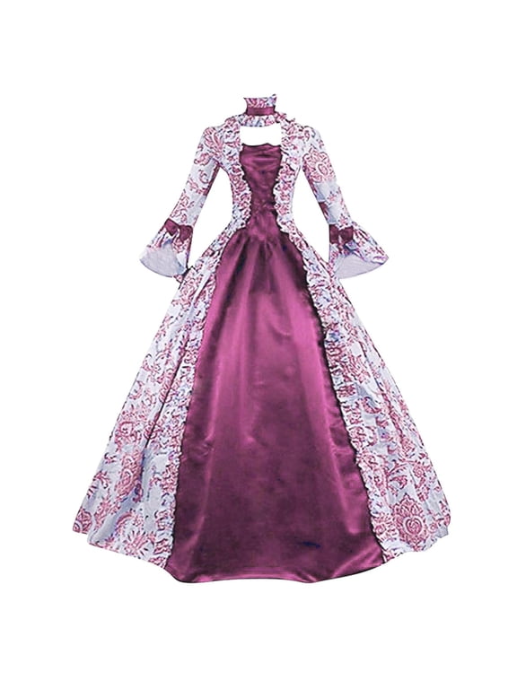 Victorian Ball Gown Women Vintage Medieval Dress Elegant Lace Up Cinch Corset Dress Renaissance Masquerade Costume