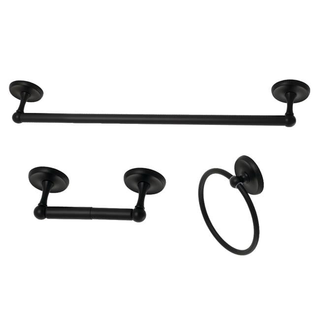 Victorian Matte Black Metal 3-Piece Bathroom Accessory Set