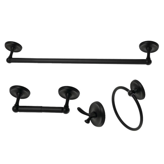 Matte Black Victorian 4-Piece Metal Bathroom Hardware Set