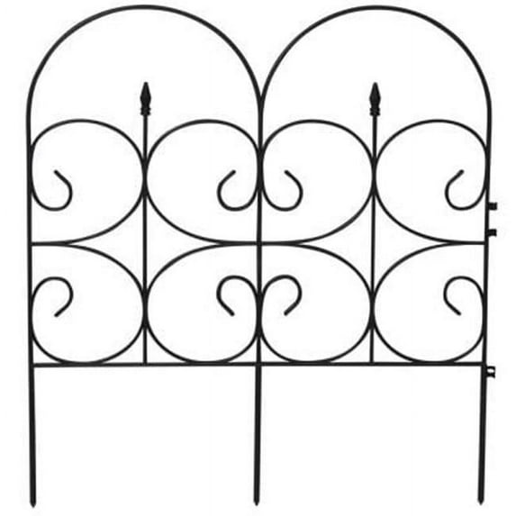 Victorian Black Resin Fleur De Lis Large Fence Garden Fencing, 14 ft.