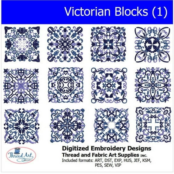 Threadart Machine Embroidery Design Bundles - Regional Sets -Victorian Blocks(1) - Loaded on USB Stick - Over 10 Sets Available