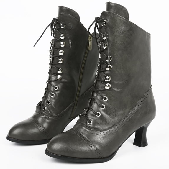 Victorian Boots for Women Vintage Granny Boots Renaissance Ankle Boots Low Heel Lace Up Booties