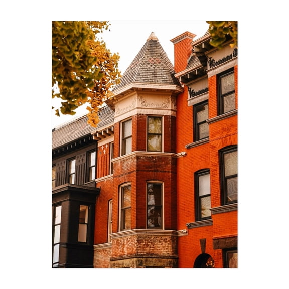 Victorian Brick Turret - Washington District of Columbia Photography Architecture Victorian Autumn Cityscape Gothic Vintage Unframed Wall Art Print 5 x 7 inches