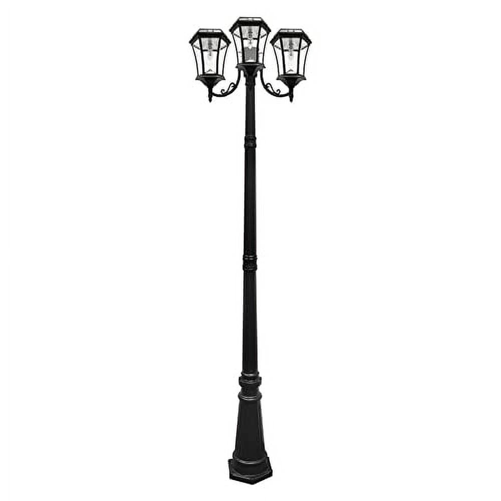 Victorian Style Black Aluminum Triple Solar Lamp Post