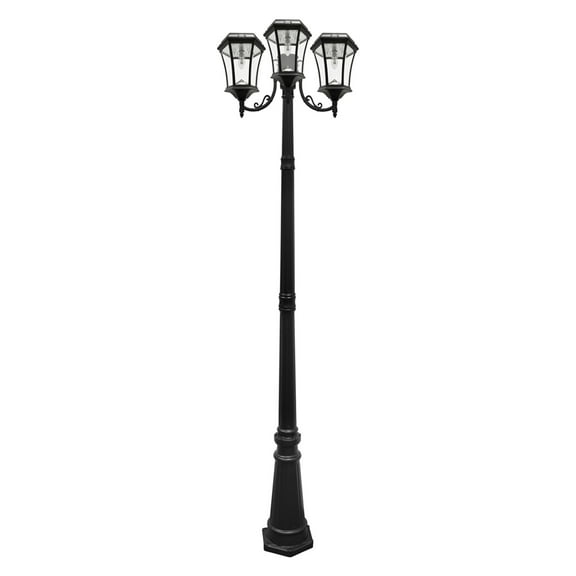 Gama Sonic 94B003 Victorian Solar Powered 87" Tall 2700K Led Triple Head Post Light -