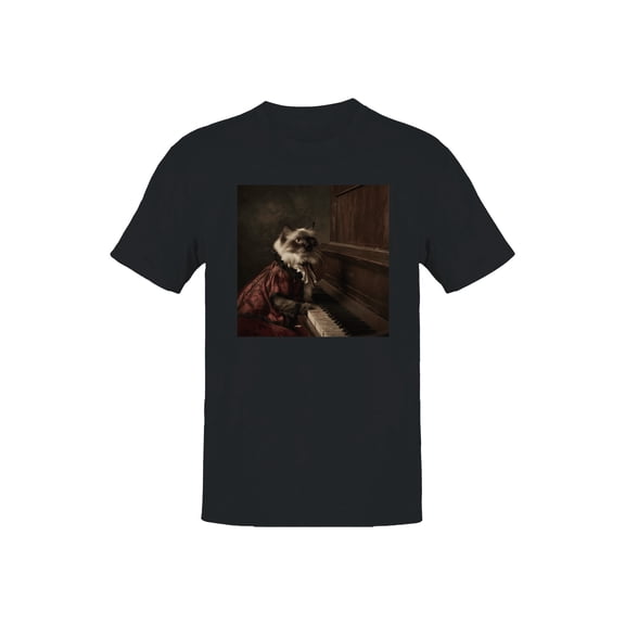Victorian Cat Pianist Portrait Men's T-shirt